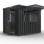 Verkaufscontainer - Barcontainer mit Verkaufsklappe, H2196 x B2985 x T2350 mm, anthrazit, zerlegt